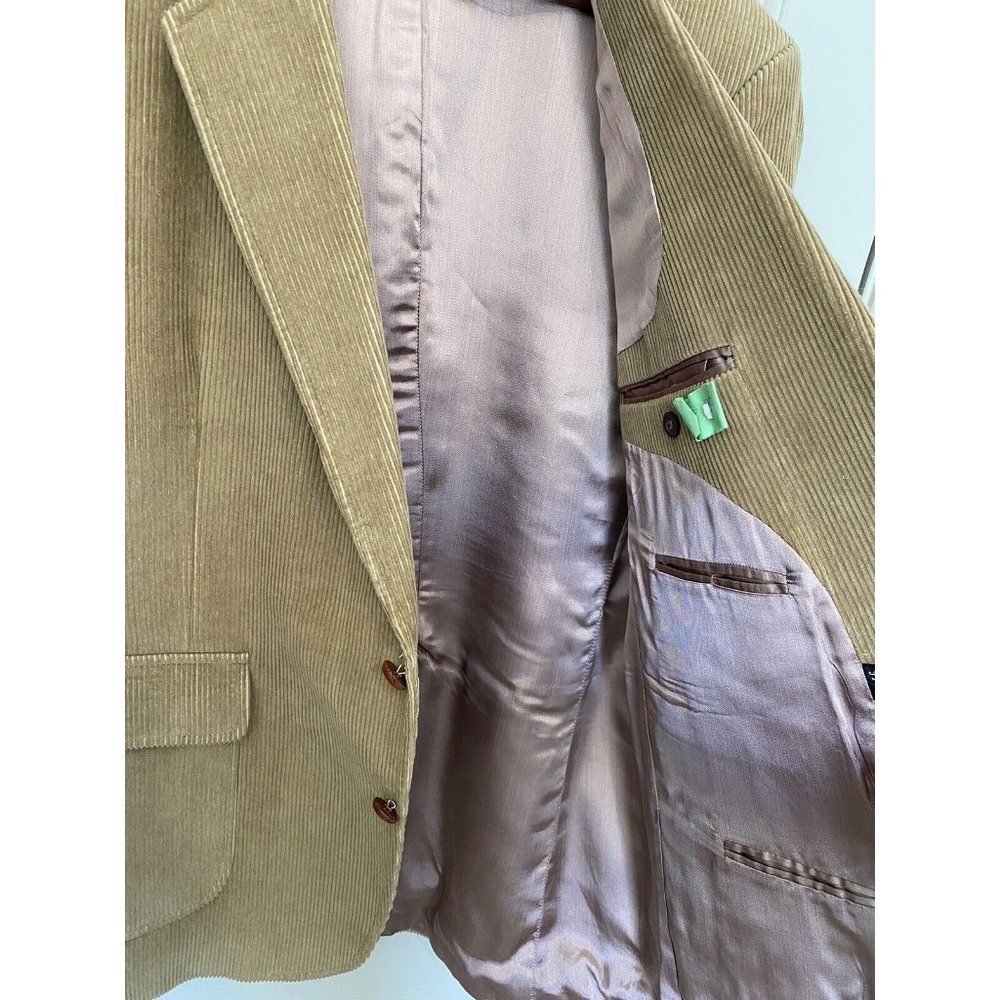 Garrison Park Men's 46R Vintage Tan Brown Corduroy Blazer W/ Elbow Patches - Picture 9 of 11